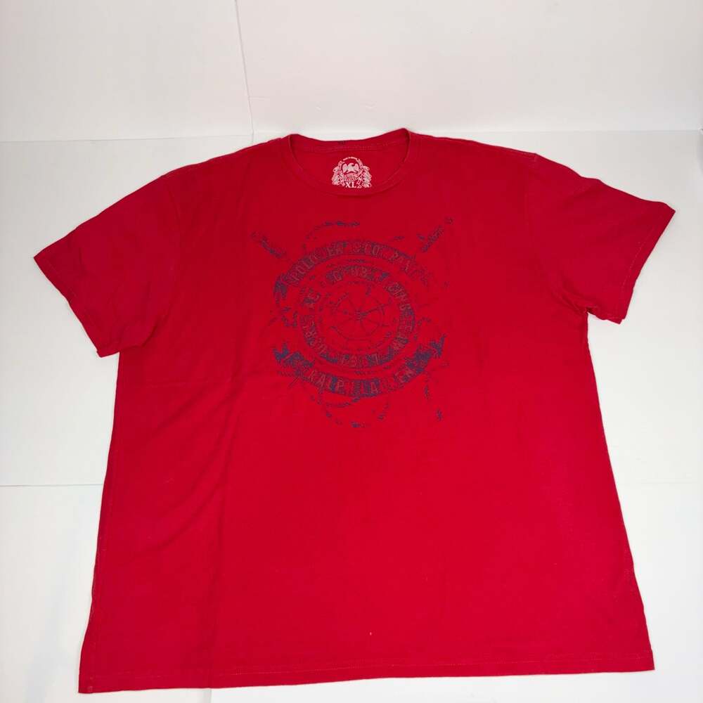 Polo Jeans Co. Men Ralph Lauren Red Nautical Compass Graphic T-Shirt Size XL